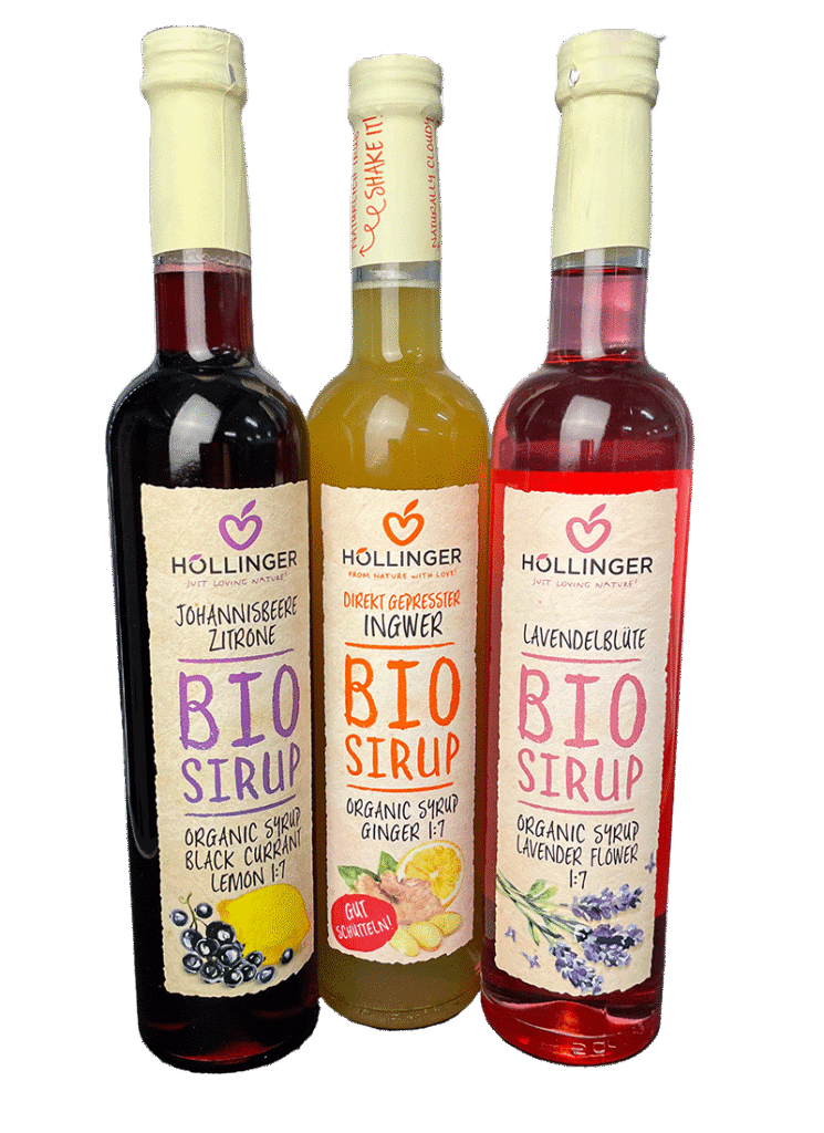 BIO-Sirup Lavendelblüte in Flasche – Blütensirup.