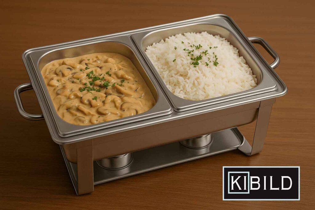 Hähnchengeschnetzeltes mit Champignons in Rahmsauce – inkl. Beilage