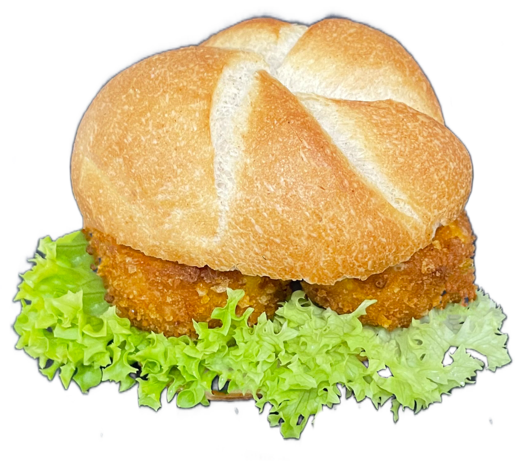Vegane Schnitzelsemmel in Wien – pflanzlicher Genuss mit veganen Nuggets, Tomate, Salat und cremiger Mayo im Jour-Gebäck.