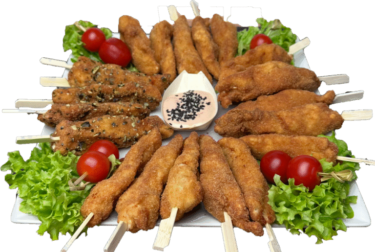 Mini-Schnitzelplatte – 20 Stück knusprige Hühnerschnitzel als Fingerfood, einfach bestellen und in Wien genießen.