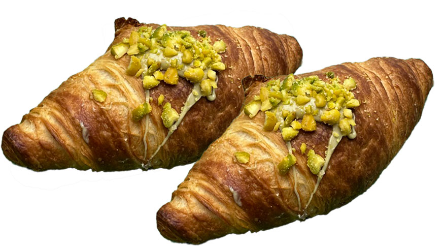 Jour Pistazien-Croissant – Trendprodukt, das Ihre Gäste begeistert. Fein gefüllt mit Pistaziencreme, in eleganter Jour-Größe, ideal als süßes Fingerfood zum Kaffee.