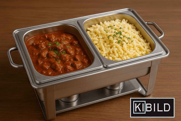 Hausgemachtes Rindergulasch mit Nockerl – klassisch & kräftig.