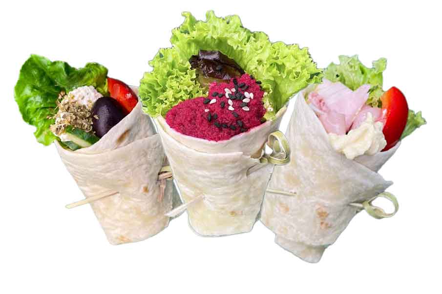 Mini Wraps vegan bunt gemischt.